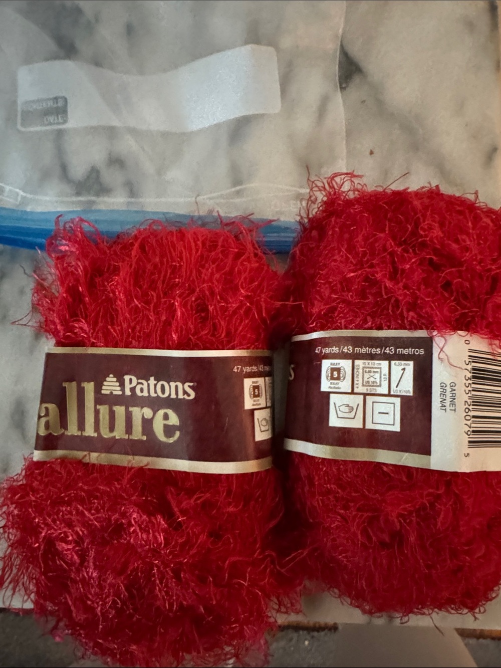 Patons Allure Red Eyelash Yarn (2 Skeins) NWT